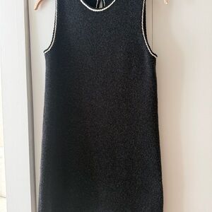 Theory Black Sleeveless Mini Dress with White Piping